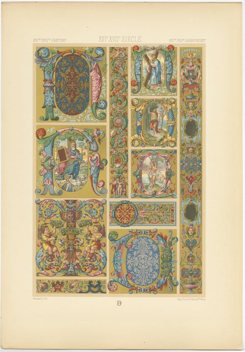 Pl. 98 Antique Print of 16th-17thCentury Italian Decorations by Racinet, view 4