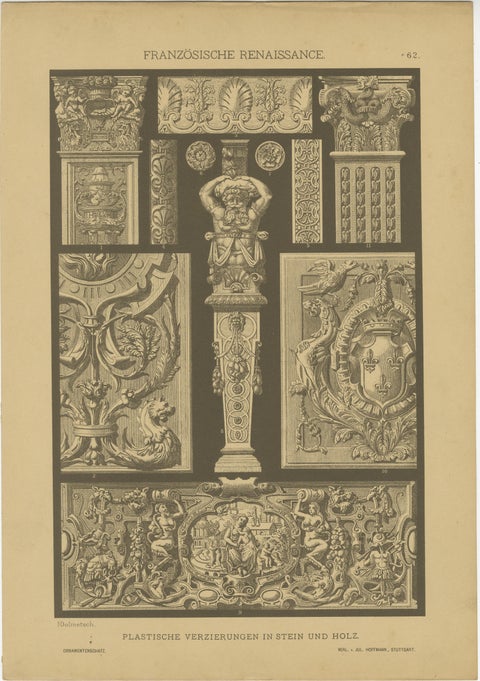 Grid of French Renaissance Artistic Designs, Published in 1887, view 7
