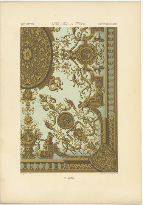 Pl. 80 Antique Print of XVIIth Century Ornaments by Racinet (c.1890), view 3