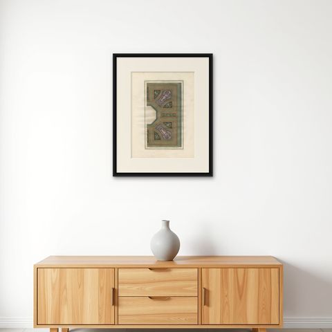 Antique Architecture Print of Ornaments 'Tav. XI' by Albertolli, shown framed on a wall, true to size