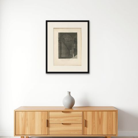 Antique Institut de France Grand Staircase Interior Print, Baltard 1803, shown framed on a wall, true to size