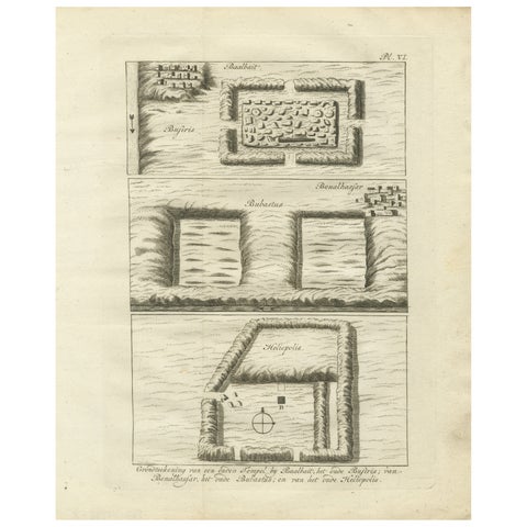 Ancient Temple and Ruin Plans, Egypt, Baalbek, Bubastus, Heliopolis 1776