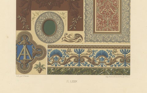 17th Century Decorative Motifs, Baroque Ornamentation, Plate LXXIV, 1869, close-up 2