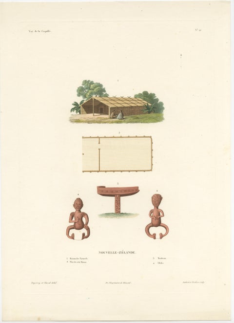 Antique Print of a Spirit House in New Zealand, view 2