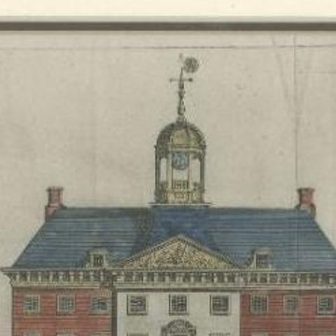 Antique Print of the City Hall of Leeuwarden, Friesland, The Netherlands, 1785, close-up 1