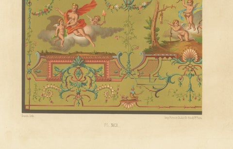 18th Century French Ceiling Design, Neoclassical Fresco and Grotesques, Plate X, close-up 1