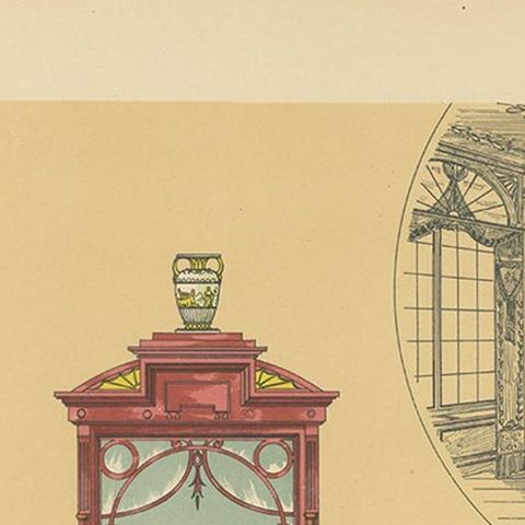 Pl. 16 Antique Print of Salon Furniture by Kramer 'circa 1910', close-up 1