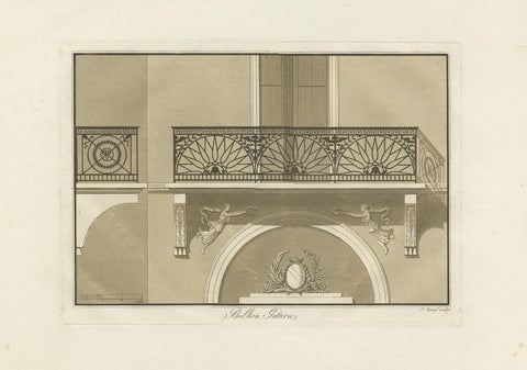 Antique Print of the Architecture of a Balcony by Spiegl, circa 1730, view 2