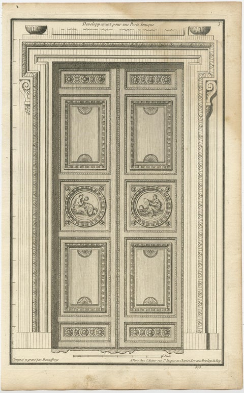 Set of Two Antique Archicture Prints of Portico Designs by Neufforge, circa 1770, view 3