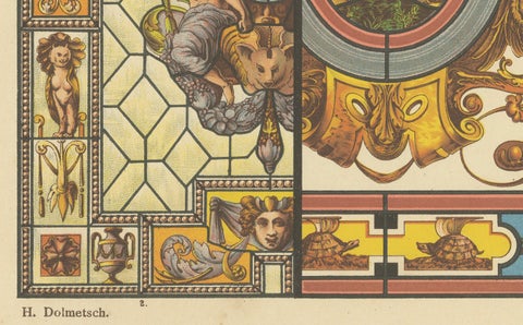 Italian Renaissance Stained Glass Artwork from Ornamentenschatz, 1887, close-up 3