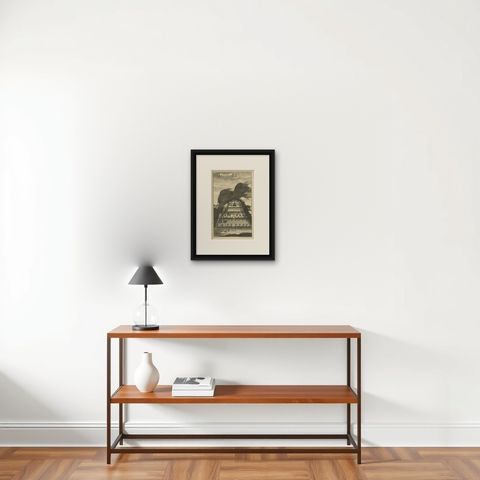 Antique Print of the Tomb of Sheikh Ibn Moelana by Valentijn '1726', shown framed on a wall, true to size
