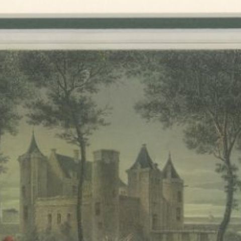 Antique Print of Muiden Castle in the Netherlands, circa 1858, close-up 1