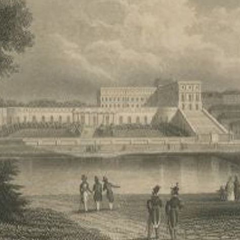 Antique Print of the Palace of Versailles by Meyer, 1848, close-up 1