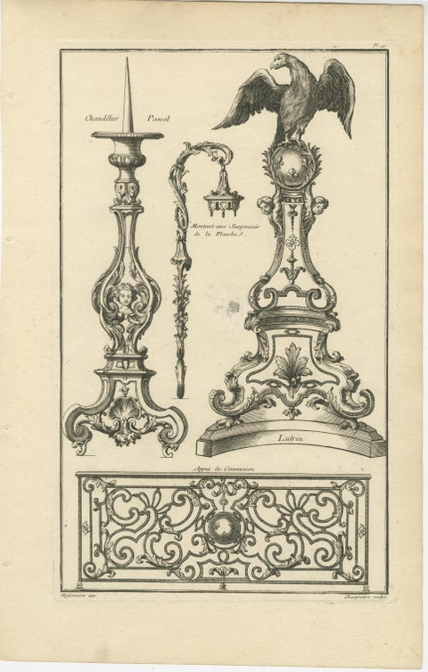 Baroque Ironwork Designs: Tables and Candelabras Engraved, 1767, view 3