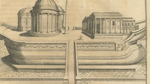 Antique Roman Temple Engravings Set of 3, Montfaucon 1721 Architecture, close-up 6