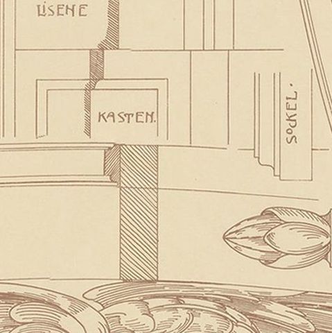 Pl. 39 Antique Print of Furniture Details by Kramer, circa 1910, close-up 2