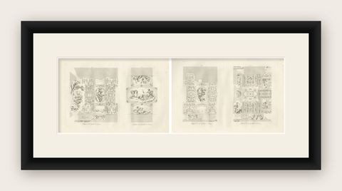 Antique Decorative Ceiling Designs, Fontainebleau Gallery, Baltard, 1803, Pair, shown framed