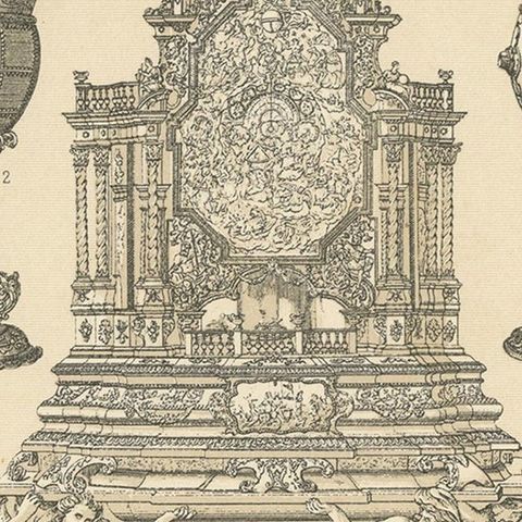 Pl. 86 Antique Print of European Decorative Objects by Racinet, circa 1880, close-up 2