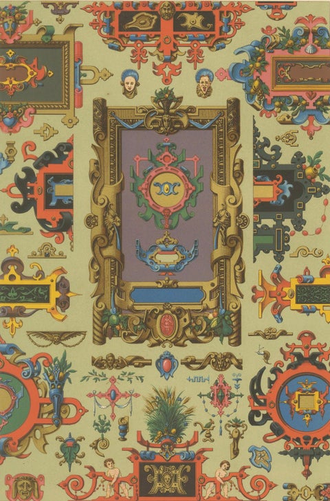 16th–17th C. Renaissance Grotesques, Lavish Ornament Panel, Pl. LXXII, 1869, close-up 5