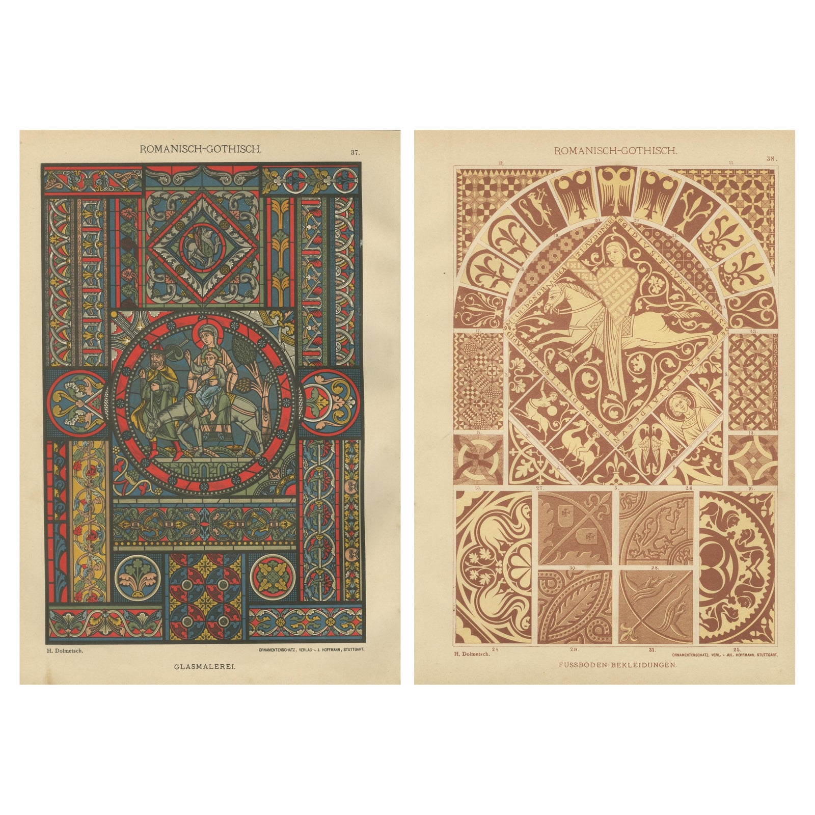 Romanesque-Gothic Architectural and Floor Designs by H. Dolmetsch, c.1887