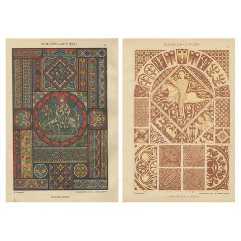Romanesque-Gothic Architectural and Floor Designs by H. Dolmetsch, c.1887