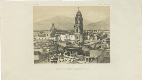 Santo Domingo Tower Lima Peru, Antique Lithograph c.1865, view 2