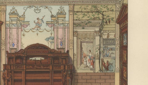 Pompeian Elegance: A Grand Neoclassical Dining Room Interior, 1900, close-up 5