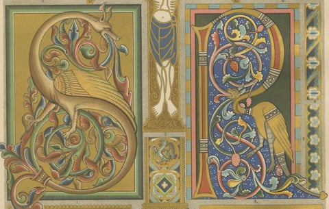 Romanesque Decorative Prints by H. Dolmetsch, 1887, Manuscript and Mural Designs, close-up 6