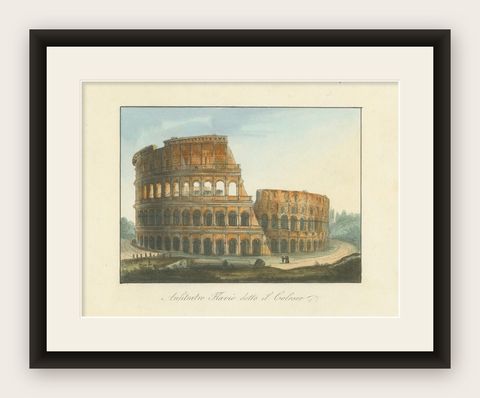 Anfiteatro Flavio detto il Colosseo, Antique View of the Colosseum, ca.1840, shown framed