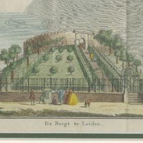 Antique Print of Leiden Castle in the Netherlands, circa 1765, close-up 2