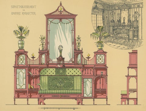 Pl. 17 Antique Print of a Sofa and Furniture by Kramer 'circa 1910', view 2