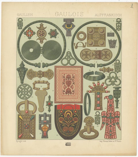 Pl. 1 Antique Print of French Decorative Objects by Racinet 'circa 1880', view 2
