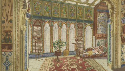 Oriental Splendours: Two Historic Interior Views from Fin-de-Siècle France, 1900, close-up 1