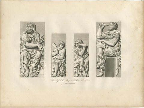 Antique Louvre Architectural Relief Engravings, French Neoclassical Plates 1803, view 2