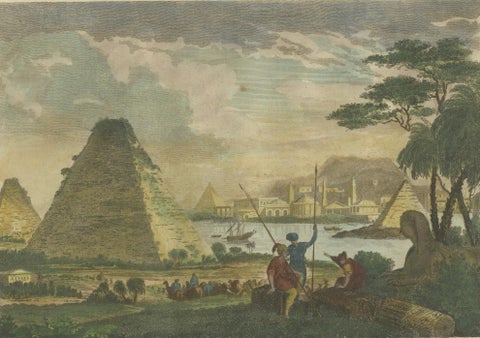 Giza Pyramids and Sphinx Engraved: An 18th-Century Egyptian Vista, 1782, close-up 4