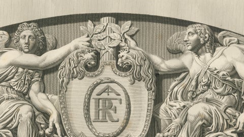 Antique Louvre Architectural Relief Engravings Pair, Neoclassical Ornament, 1803, close-up 2