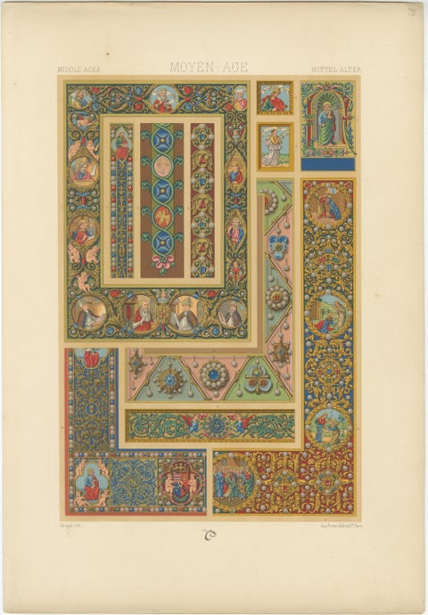 Three Medieval & Renaissance Ornament Plates by Albert Racinet, 1873, view 5