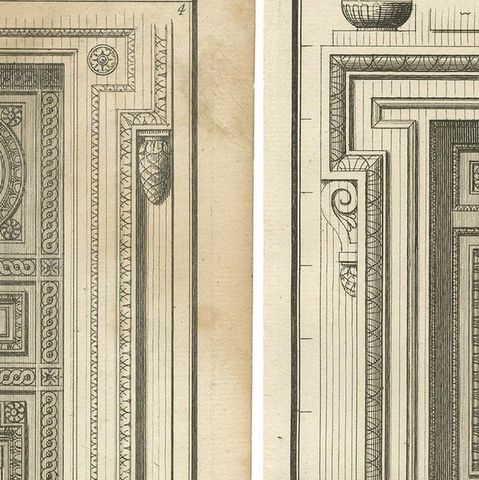 Set of Two Antique Archicture Prints of Portico Designs by Neufforge, circa 1770, close-up 1