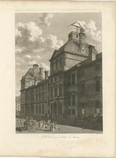 Antique Louvre Museum Entrance Engraving, Paris Architectural View, French, 1803, view 3