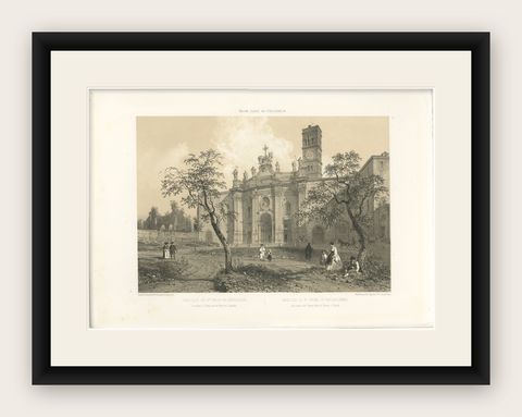 Basilica of Santa Croce in Gerusalemme, Rome, Benoist 1869 Lithograph, shown framed