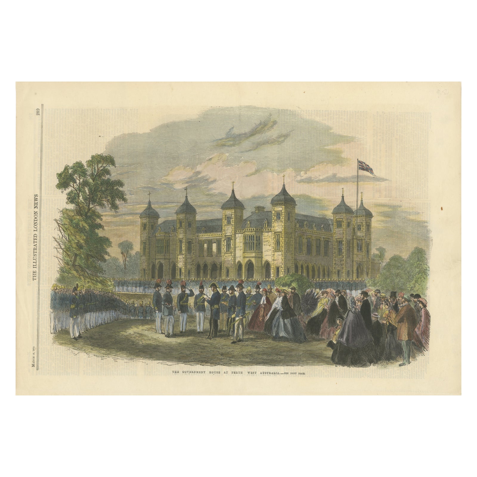 The Government House in Perth, Western Australia, Illustrated London News, 1864