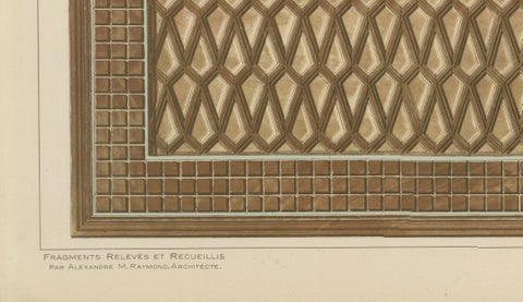 Antique Ottoman Wooden Ceiling Design Print, Yenişehir, Anatolia, Published 1924, close-up 5