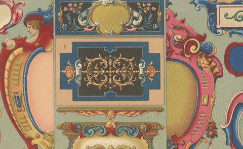 17th Century French Cartouches, Ornamental Baroque Frames, Plate LXXVII, 1869, close-up 4