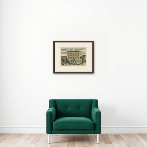 Baroque Dignity: Tessin Palace in Stockholm Captured by J. van den Aveelen, 1702, shown framed on a wall, true to size