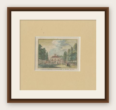 Antique Print of Gunterstein Castle Near Breukelen in the Netherlands, shown framed