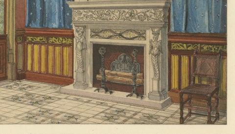 Medieval Revival Office Interior with Monumental Fireplace, c.1900, close-up 6