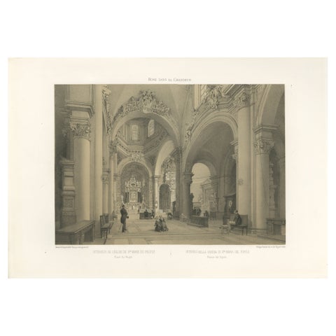 Interior of Santa Maria del Popolo, Rome, Benoist 1869 Lithograph