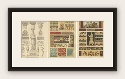 Set of 3 Antique Greek Architecture and Ornament Prints from 1887, Neoclassical, shown framed
