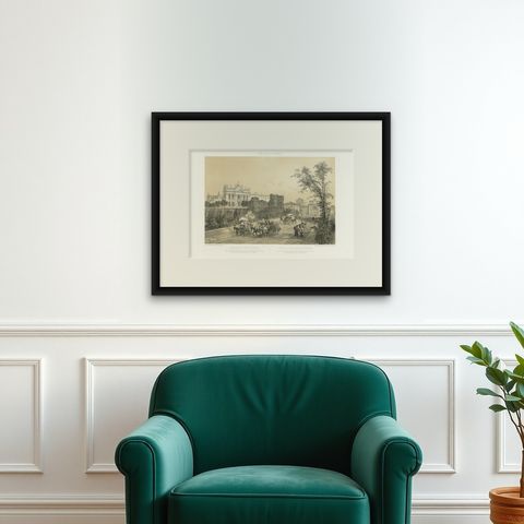 Basilica of San Giovanni in Laterano, Rome, Benoist 1869 Lithograph, shown framed on a wall, true to size