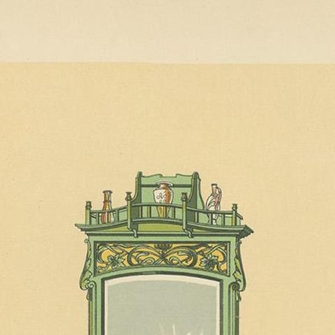 Pl. 13 Antique Print of Salon Furniture by Kramer, circa 1910, close-up 1